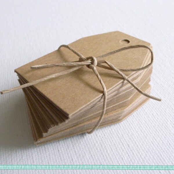 Small Kraft Tags - Set of 50 - Gift Tags, Wedding Favor Tags, Escort Card, Place Card, Hang Tags, Merchandise Tags, Price Tags -1.4" by 2.3"