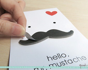 Moustache Decorative Post It Set - 22 Pcs - 7.5cm x 12 cm // black moustache