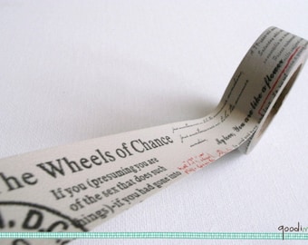 Vintage Text Print Washi Tape / Masking Tape - 10m