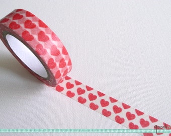 Red Heart Pattern Washi Tape / Masking Tape - 10m