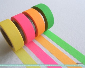 Fluoreszierende Farbe Washi Tape / Klebeband / / Ihrer Wahl der Farbe - Gelb, Rosa, Orange, Grün / / 10m, 1 Rolle