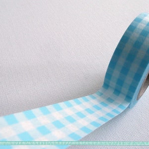 Sky Blue Gingham Checks Washi Tape / Masking Tape 10m image 1