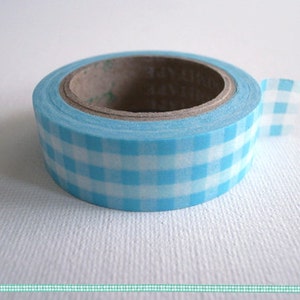 Sky Blue Gingham Checks Washi Tape / Masking Tape 10m image 2