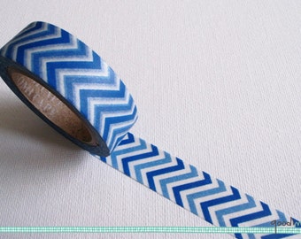 Blue and White Chevron Washi Tape / Masking Tape - 10m