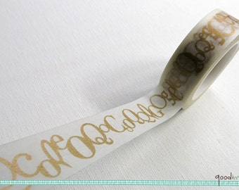 Washi Tape - Letters, C, O, Q, E, Designer  Patterns Washi Tape, Golden Washi Tape, Masking Tape // 10m