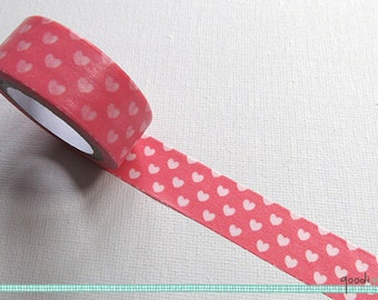 Washi Tape -  Peach Pink and White Tape // Love Tape, Hearts Washi Tape, Washi Tape, Pretty Masking Tape // 10m