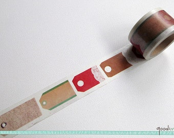 Washi Tape - Geschenkanhänger / / Jahrgang Washi Tape, rustikale Washi-Tape, Washi Tape Gift Wrap Washi Tape, Masking Tape / / 10m