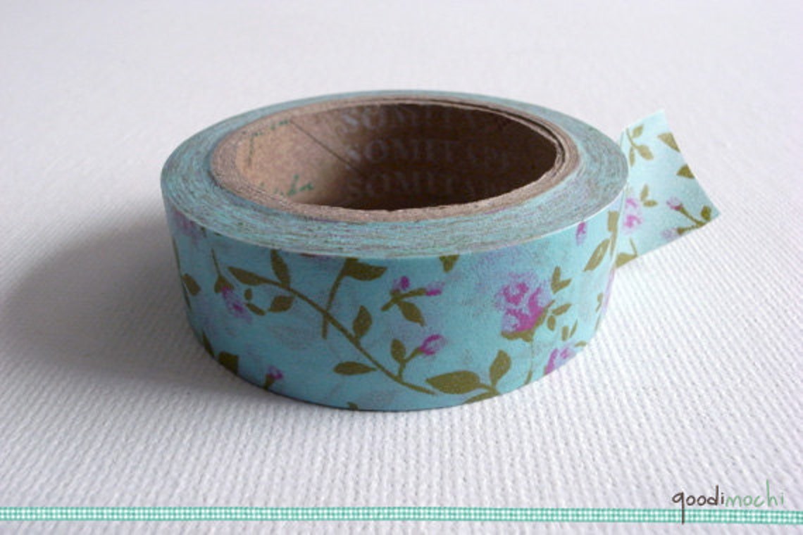 Washi Tape Retro Rose Garden // Flower Washi Tape, Floral Washi Tape