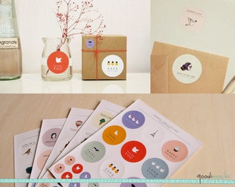 Romantic Vanilla Sticker Seal Set - 5 Sheets, 115 Pcs - Gift Wrapping, Craft Stickers, Thank You, Happy Birthday, Rose, Bird