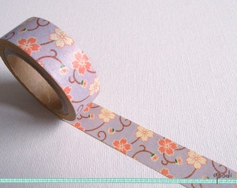 Purple Floral Washi Tape / Masking Tape - Sakura, Vine,10m