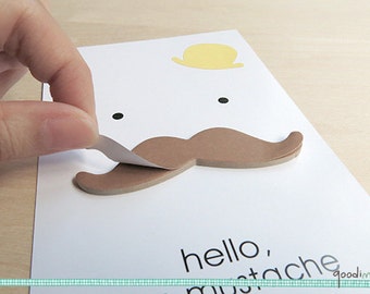 Moustache Decorative Post It Set -  22 Pcs - 7.5cm x 12 cm // brown moustache