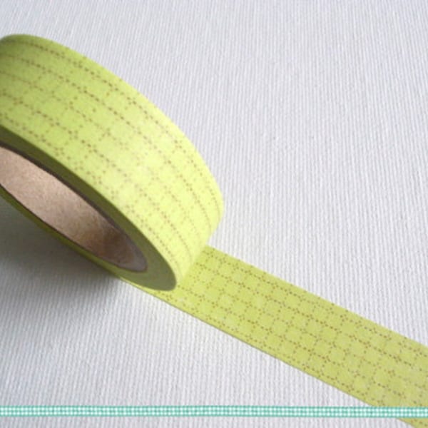 Washi Tape -  Yellow Graph Paper // Graph Paper Washi Tape, Yellow Grid Washi Tape, Yellow Mini Check Washi Tape, Masking Tape // 10m