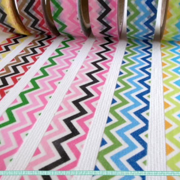 Washi Tape - Chevron // Your Choice of Color // Zig Zag, Pattern, Colorful, Easter, Festive, Masking Tape // 10m, 1 Roll