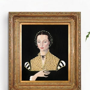 Portret Anny Boleyn w stylu Tudorów, piękny obraz miniaturowy, format A3, A4, A5, zabytkowy, zabytkowy plakat historyczny Kate Sampson, oryginał