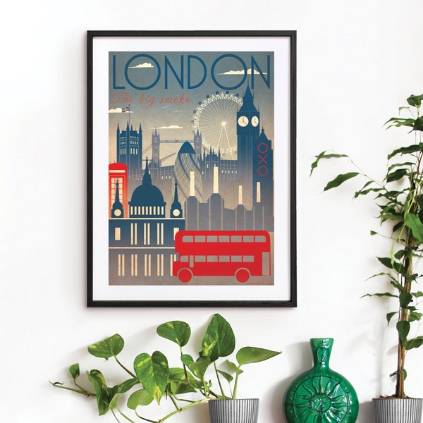 London City Art Deco Bauhaus Poster Print A3 A2 A1 Vintage Retro Original Design 1940's Vogue Cityscape Travel