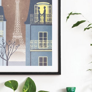 Paris Eiffel Tower Casablanca Art Deco Poster Print A3 A2 A1 Vintage City French 1940's Vogue Cityscape Travel Holiday Romantic Movie Quote image 2