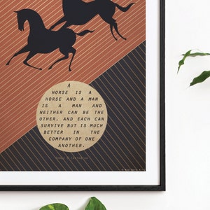 Original Design Japanese Horse Quote A3 A2 A1 Poster Art Deco Bauhaus Print Vintage Vogue Horses Animals Modern Style Zen image 2