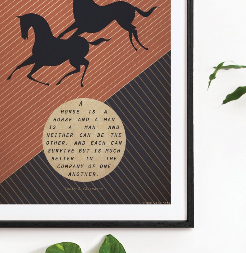 Original Design Japanese Horse Quote A3 A2 A1 Poster Art Deco Bauhaus Print Vintage Vogue Horses Animals Modern Style Zen image 2