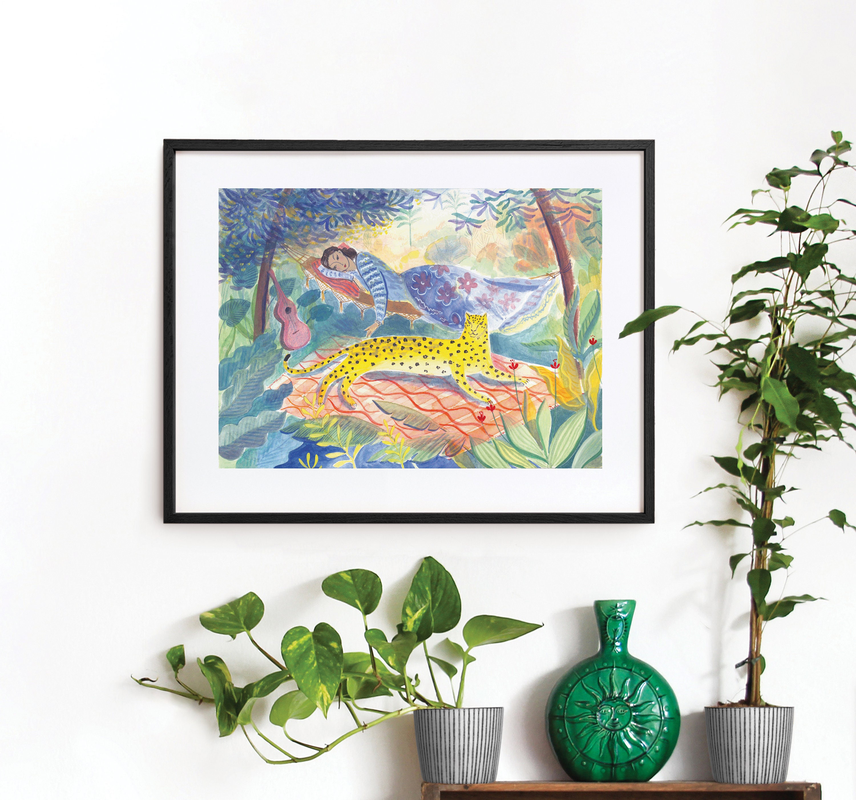 Leopard & Lady Tropical Jungle Cat Art Print Painting. Matisse - Etsy