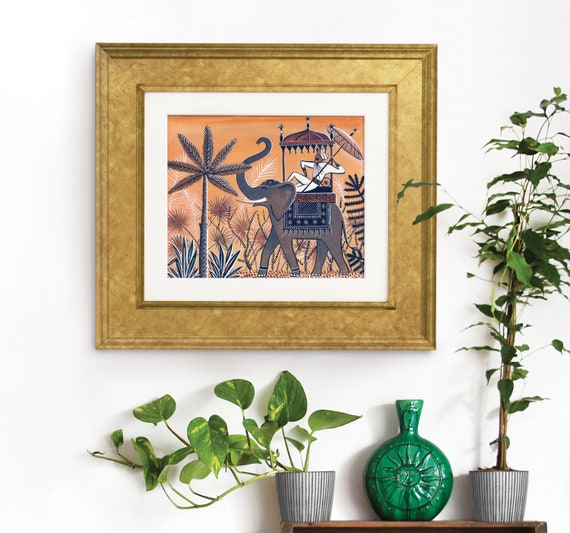 Maharaja Elephant Painting Tropical Wall Art Indian Illustration Print Children S Bedroom Animal Themed Beautiful Zoological Jungle Poster