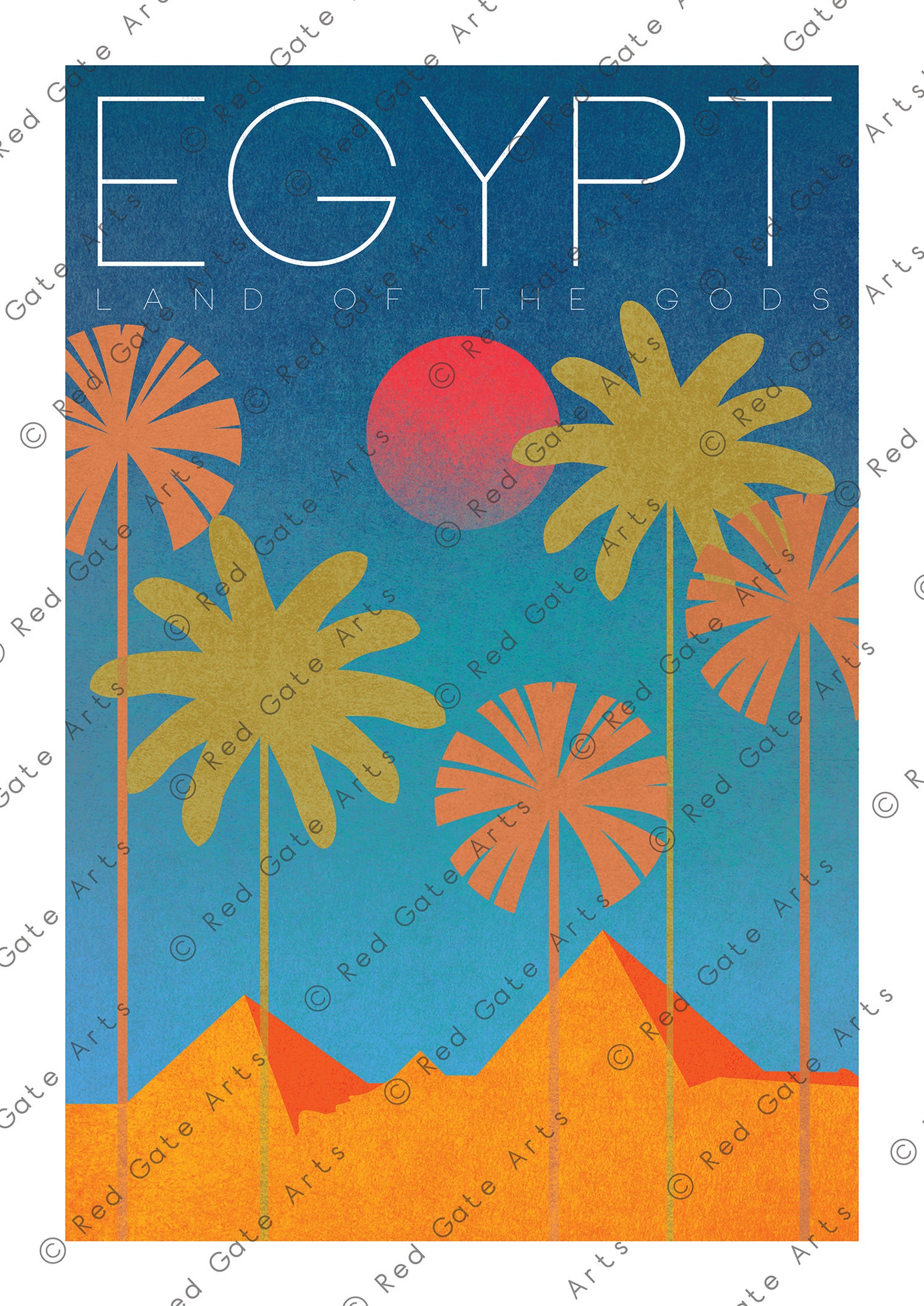 Egypt Travel Poster Art Deco Style Pyramids Print A3 A2 A1 Etsy Sweden