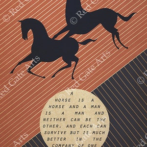 Original Design Japanese Horse Quote A3 A2 A1 Poster Art Deco Bauhaus Print Vintage Vogue Horses Animals Modern Style Zen image 3