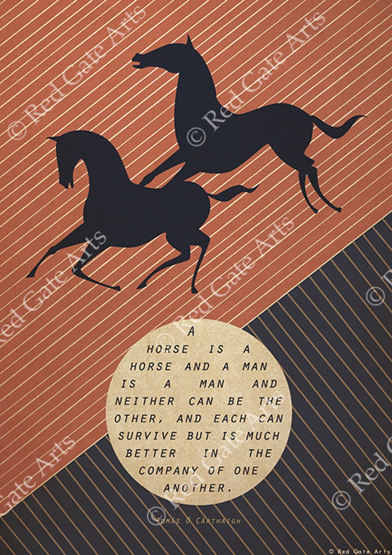 Original Design Japanese Horse Quote A3 A2 A1 Poster Art Deco Bauhaus Print Vintage Vogue Horses Animals Modern Style Zen image 3