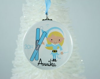 Christmas Ornaments, Personalized Ski Christmas Ornament, Personalized Ornament, Girls Ornament, Christmas Ornaments