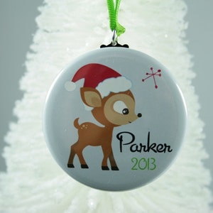 Little Deer Personalized Christmas Ornament for Children, Monogram Christmas Ornament, Custom Christmas Ornament