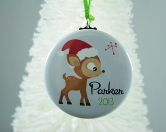 Little Deer Personalized Christmas Ornament for Children, Monogram Christmas Ornament, Custom Christmas Ornament