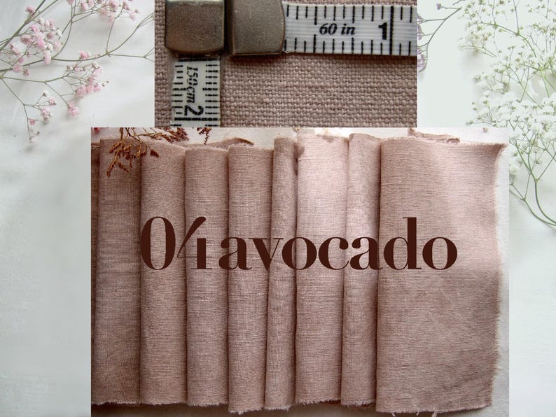 Antique French fabric with different textures, hand dyed with plants. 20x20 cm / 8x8 in linen / hemp / cotton piece for embroidery, slow stitching, craft project DIY textile. 04 avocado dusty pink