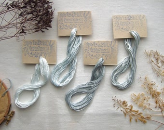 Plant dyed cotton floss hand dyed with woad in 4 tones of blue to choose from, 8.7 yd (8m) of 6 strand thread, limited edition from France