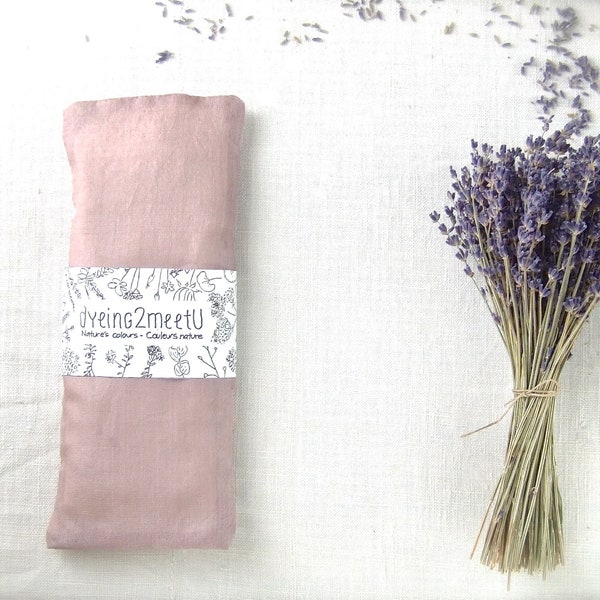 Lavender eye pillow, plant dyed pink peace silk, organic Provence lavender & flax seeds, self care meditation aromatherapy yoga friend gift