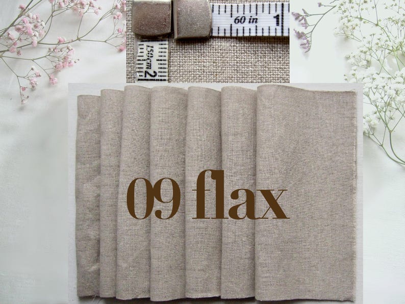 Antique French fabric with different textures, hand dyed with plants. 20x20 cm / 8x8 in linen / hemp / cotton piece for embroidery, slow stitching, craft project DIY textile. 09 flax linen