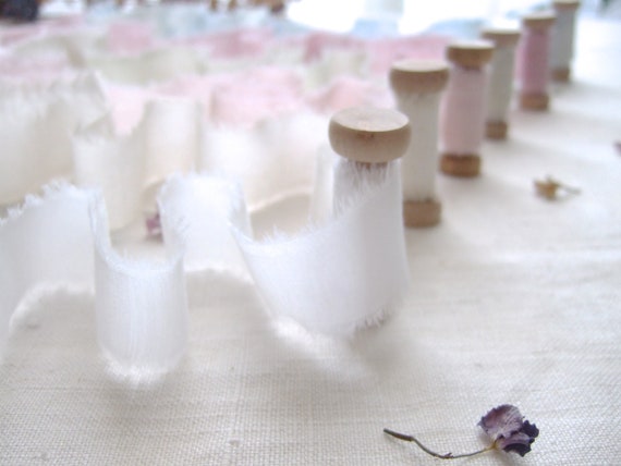 1 Metre 25mm Pure Silk Ribbon Wedding Bridal Pink Rose Blue Ivory
