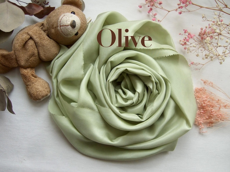 Hand dyed silk ribbon: sage green, olive or emerald, naturally dyed greenery bridal bouquet, cake decor, 1.5 or 3y long / 0.5" to 4" wide Olive