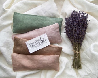 Linen eye pillow made of a naturally hand dyed cover with an insert of organic Provence lavender & flaxseed, well being gift