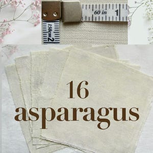 Antique French fabric with different textures, hand dyed with plants. 20x20 cm / 8x8 in linen / hemp / cotton piece for embroidery, slow stitching, craft project DIY textile. 16 asparagus fine pale sage reen