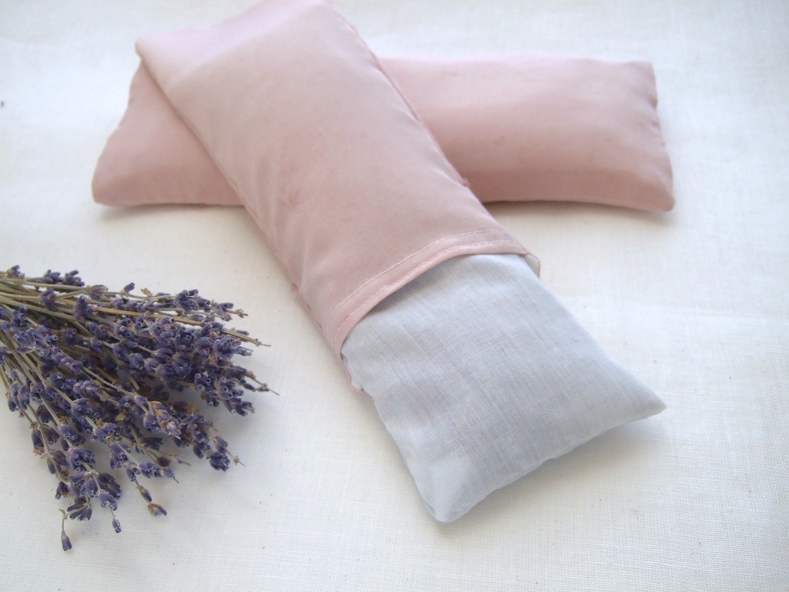 Silk eye pillow hand dyed with plants in pale pink French Etsy