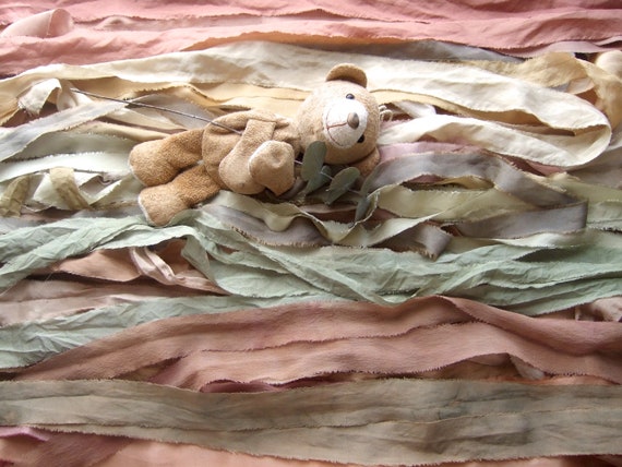 Ribbon Bundle Made of Natural Material: Silk Crepe Cotton Ribbon Bundle Made of Natural Material: Silk Crepe Cotton