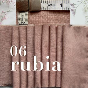 Antique French fabric with different textures, hand dyed with plants. 20x20 cm / 8x8 in linen / hemp / cotton piece for embroidery, slow stitching, craft project DIY textile. 06 rubia earthy tones