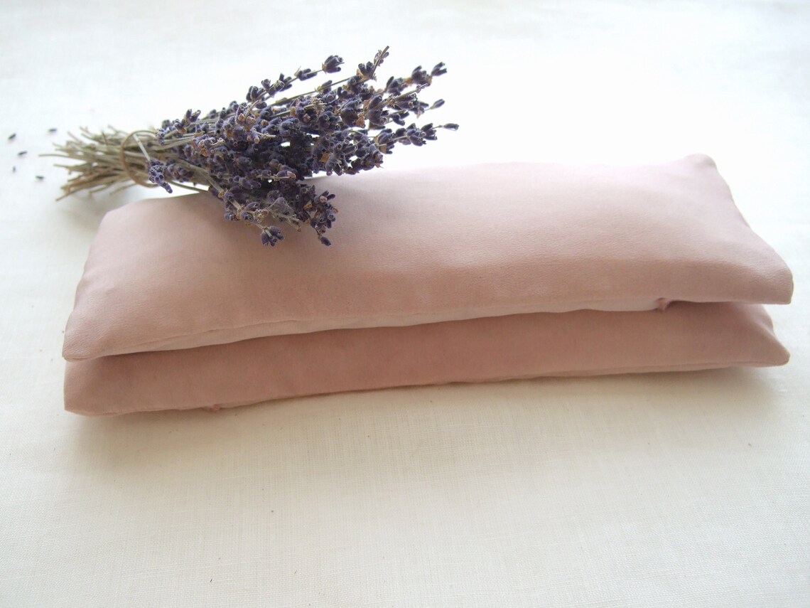 Silk eye pillow hand dyed with plants in pale pink French Etsy