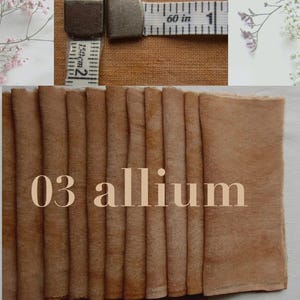 Antique French fabric with different textures, hand dyed with plants. 20x20 cm / 8x8 in linen / hemp / cotton piece for embroidery, slow stitching, craft project DIY textile. 03 allium mustard yellow beige