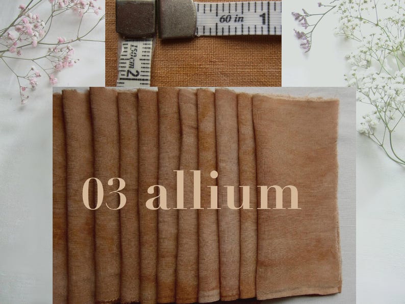 Antique French fabric with different textures, hand dyed with plants. 20x20 cm / 8x8 in linen / hemp / cotton piece for embroidery, slow stitching, craft project DIY textile. 03 allium mustard yellow beige