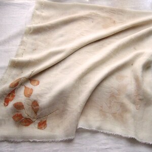 Oversized ecoprint wool scarf with hand dyed eucalyptus print, a unique soft blanket square wrap, MENDED image 8