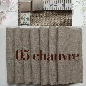 Antique French fabric with different textures, hand dyed with plants. 20x20 cm / 8x8 in linen / hemp / cotton piece for embroidery, slow stitching, craft project DIY textile. 05 chanvre gray beige hemp