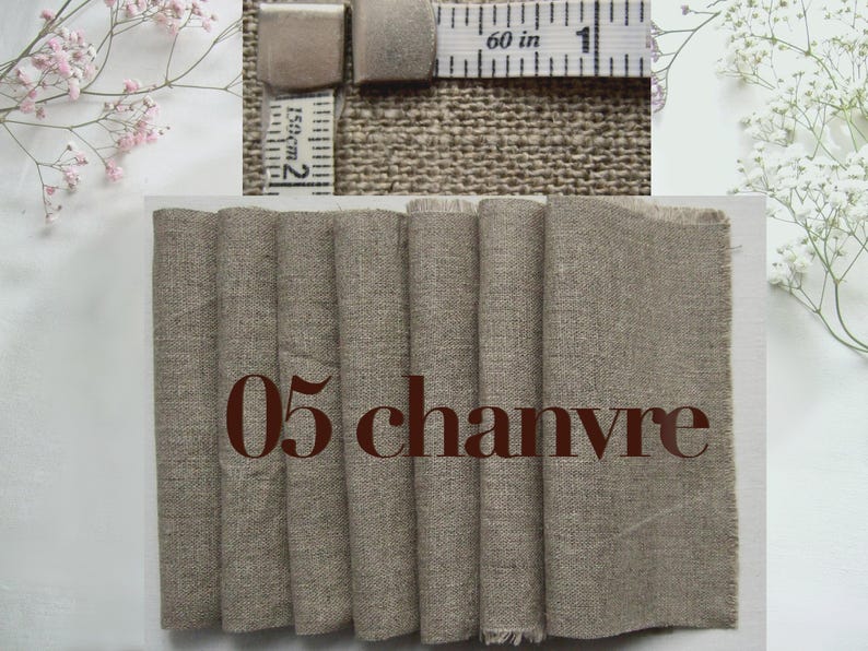 Antique French fabric with different textures, hand dyed with plants. 20x20 cm / 8x8 in linen / hemp / cotton piece for embroidery, slow stitching, craft project DIY textile. 05 chanvre gray beige hemp