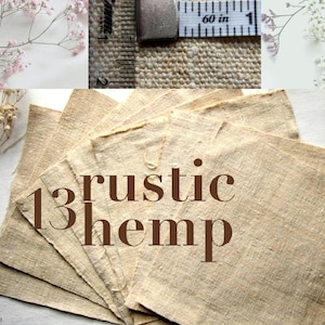 Antique French fabric with different textures, hand dyed with plants. 20x20 cm / 8x8 in linen / hemp / cotton piece for embroidery, slow stitching, craft project DIY textile. 13 rustic hemp yellow hay natural undyed home woven antique hemp