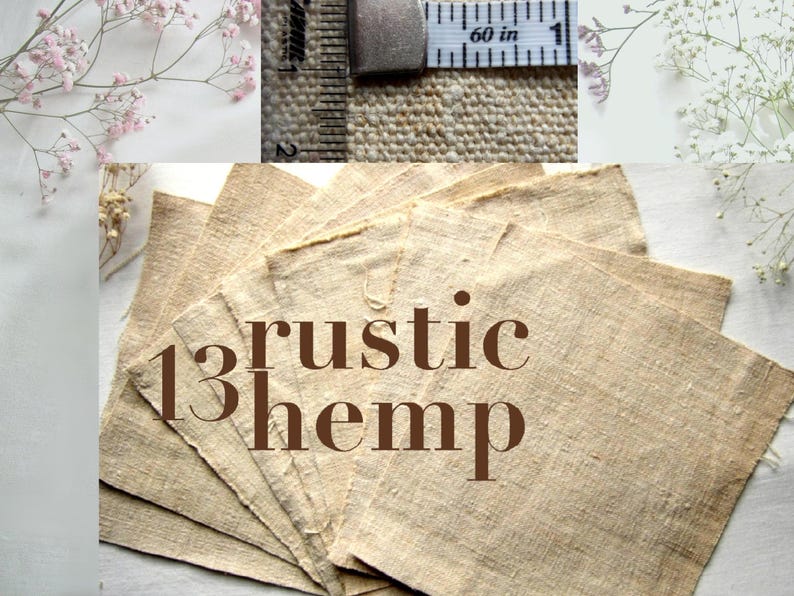 Antique French fabric with different textures, hand dyed with plants. 20x20 cm / 8x8 in linen / hemp / cotton piece for embroidery, slow stitching, craft project DIY textile. 13 rustic hemp yellow hay natural undyed home woven antique hemp