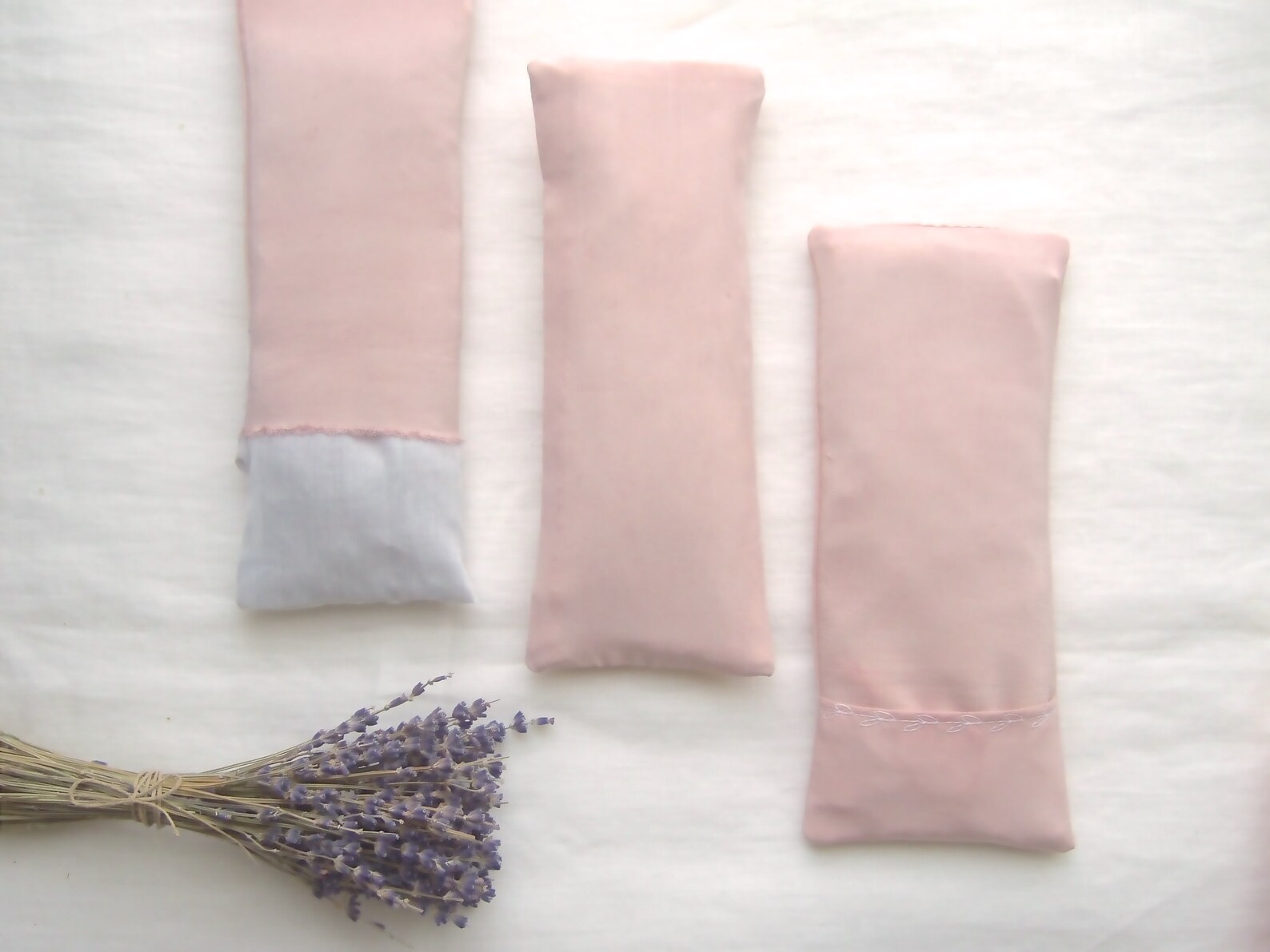 Silk eye pillow hand dyed with plants in pale pink French Etsy